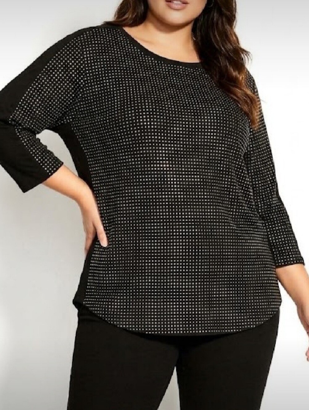 STEM & VINE Color Black Studded Top Long Sleeve Top. Size 3X. NEW.